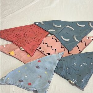 Kids' Patterned Bandana Bib Set - Blue, Pink, Red
